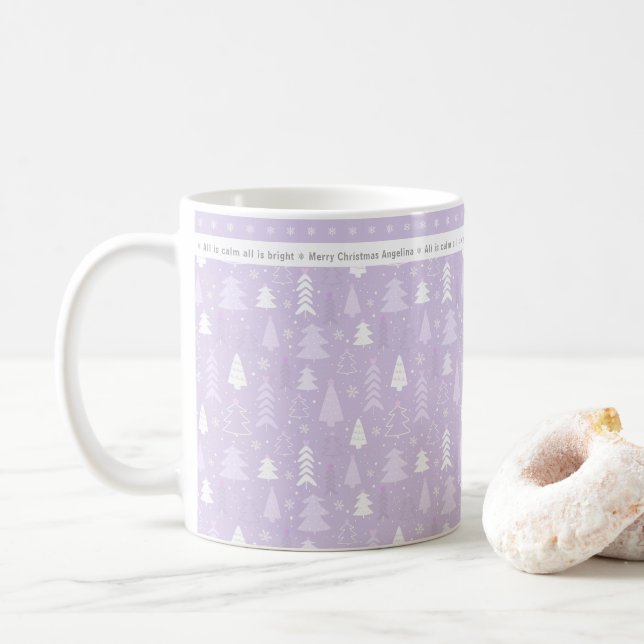 Mug Sympa Purple arbres de Noël Personnalisé (Avec donut)