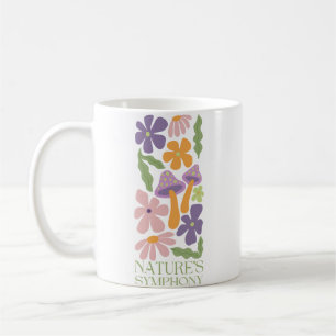 Mug symphonie de la nature fleur rétro minimaliste col