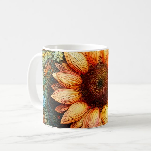 Mug Symphonie surréelle de tournesol (Devant gauche)