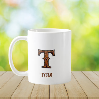 Mug T en monogramme de cuir occidental travaillé