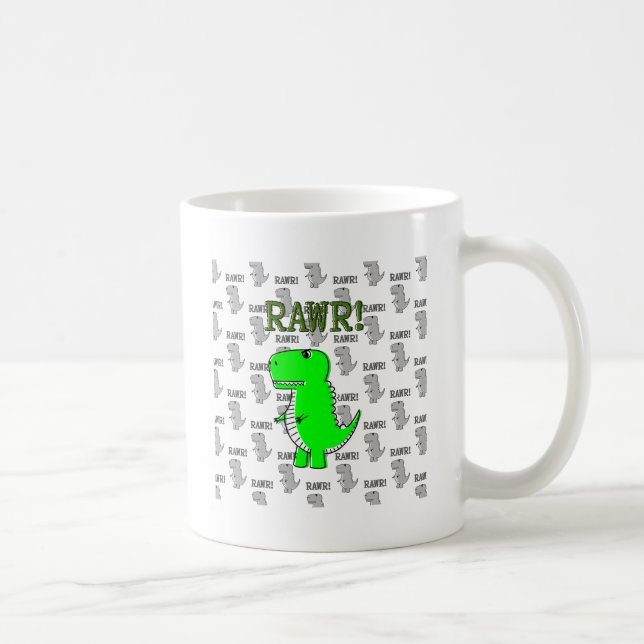 Mug T-Rex mignon et en colère avec Motif noir et blanc (Droite)