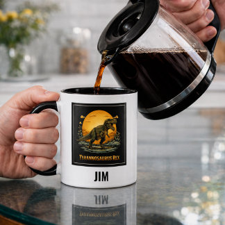 Mug T-Rex sous la Lune Préhistorique