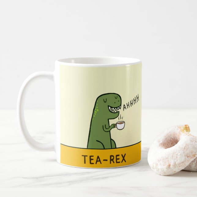 Mug T-Rex Tea Rex drôle Dinosaur (Avec donut)