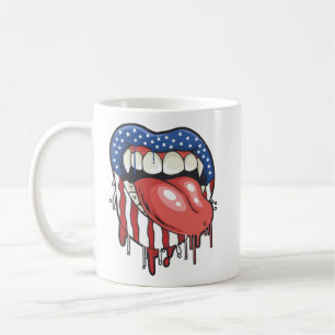 Mug T-shirt à lèvres Vampire du drapeau américain