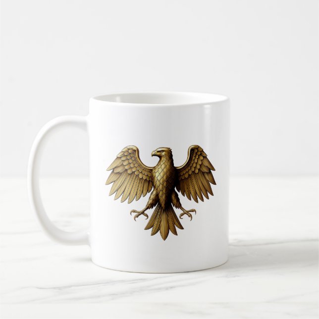 Mug T-shirt d'aigle doré | Graphe d'oiseaux majestueux (Gauche)
