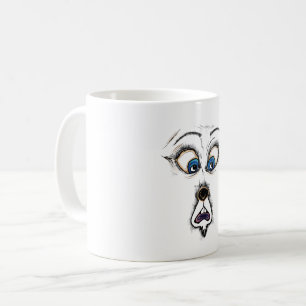 Mug T-shirt drôle au visage de dessin animé choqué