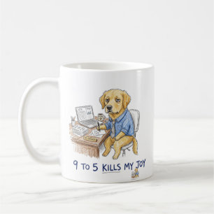 Mug T-shirt drôle de Golden Retriever 9 à 5 Tue Ma Joi