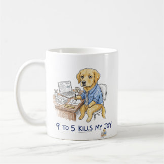 Mug T-shirt drôle de Golden Retriever 9 à 5 Tue Ma Joi
