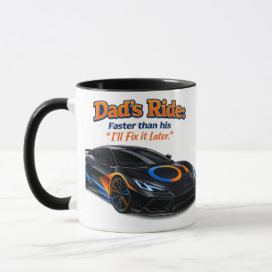 Mug T-shirt drôle pour papa – La voiture de papa roule