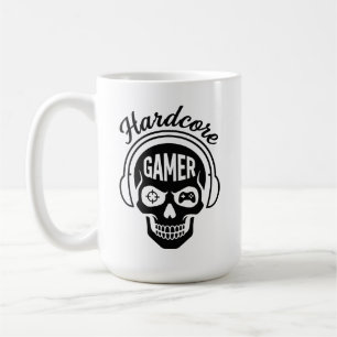 Mug T-Shirt Hardcore Gamer - Crâne Rétro Néon E-Sport
