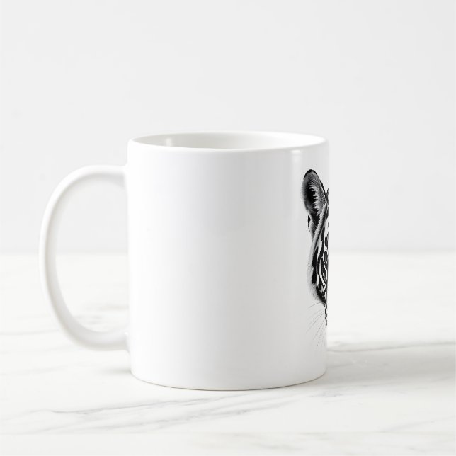 Mug T-shirt Tigre Tasmanie noir & blanc (Gauche)