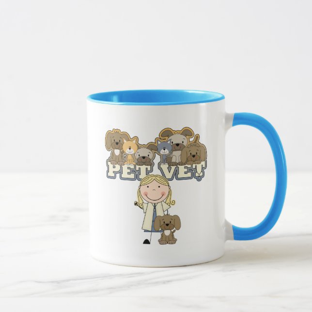 Mug T-shirts et cadeaux femelles blonds de vétérinaire (Droite)