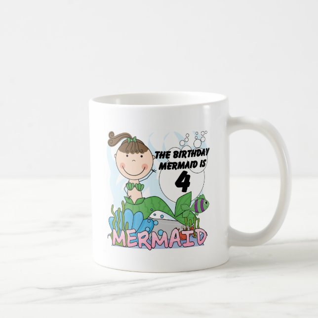 Mug T-shirts et cadeaux Mermaid 4th Birthday (Droite)