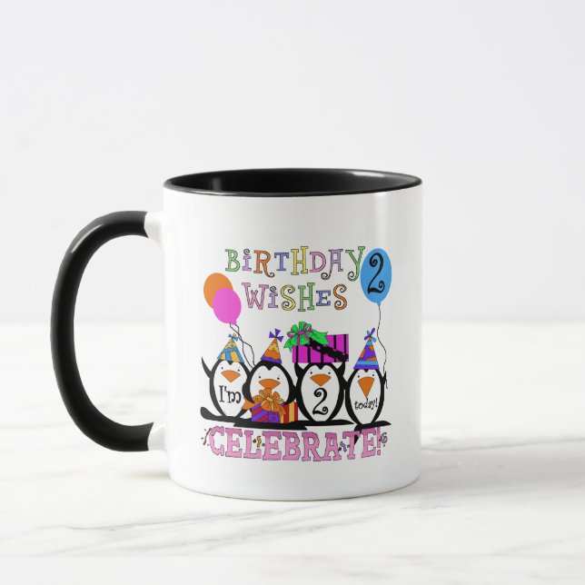 Mug T-shirts et cadeaux Silly Penguins 2e anniversaire (Gauche)
