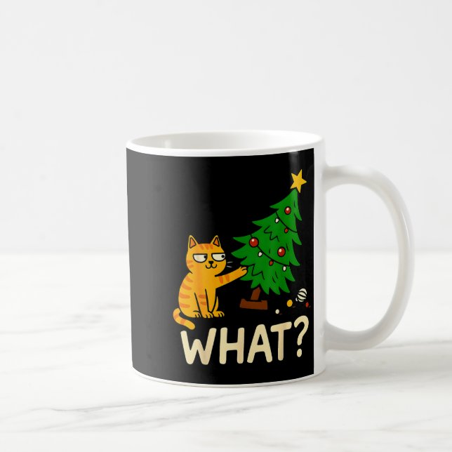 Mug Tabby Cat Xmas Cat Pushing Christmas Tree Over Cat (Droite)