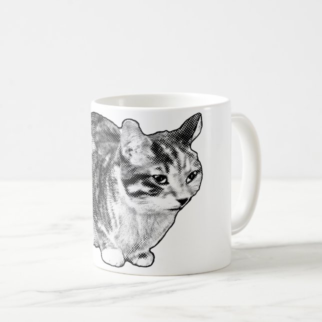 Mug Tabby Fireside avec points baisés à la neige (Devant droit)