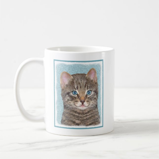 Mug Tabby Gris Peinture Chat - Cute Original Art Chat (Gauche)