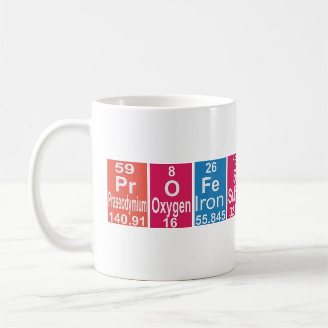 MUG TABLE PÉRIODIQUE PROFESSIONNELLE DE LA CHIMIE. (Gauche)