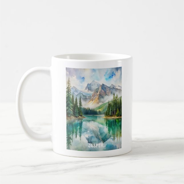 Mug Tableau aquarelle du parc national Jasper (Gauche)