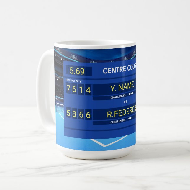 Mug Tableau de bord de tennis Cool et personnalisable (Devant gauche)