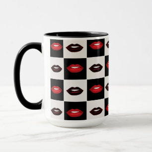 Mug Tableau de bord des vibes rétro   Lèvres rouges