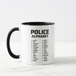 Mug Tableau de l'alphabet phonétique de la police pour