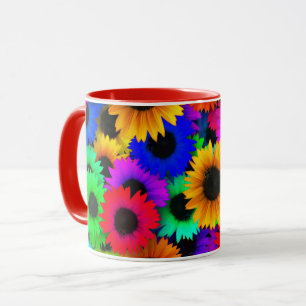 Mug Tableau joyeux de tournesols colorés