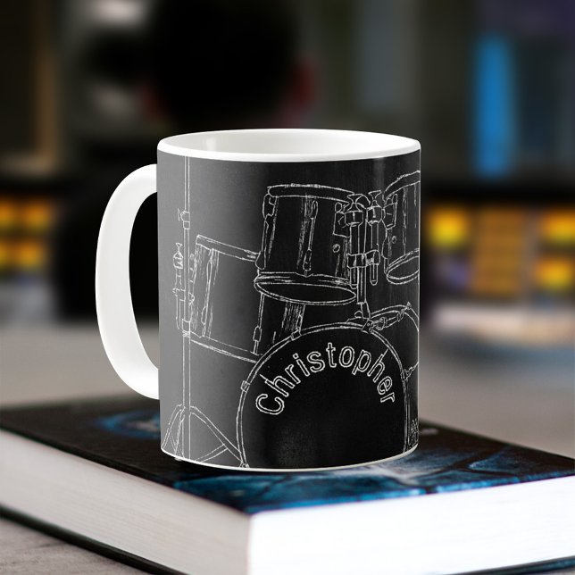 Mug Tableau noir Esquisse Art Jeu de tambours personna (Créateur téléchargé)