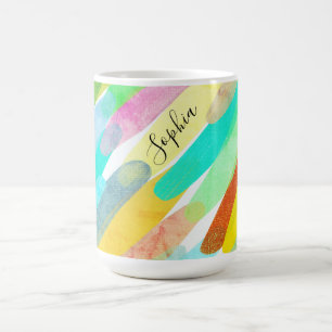 Mug Taches de couleur diagonales, nom, les années 70 a