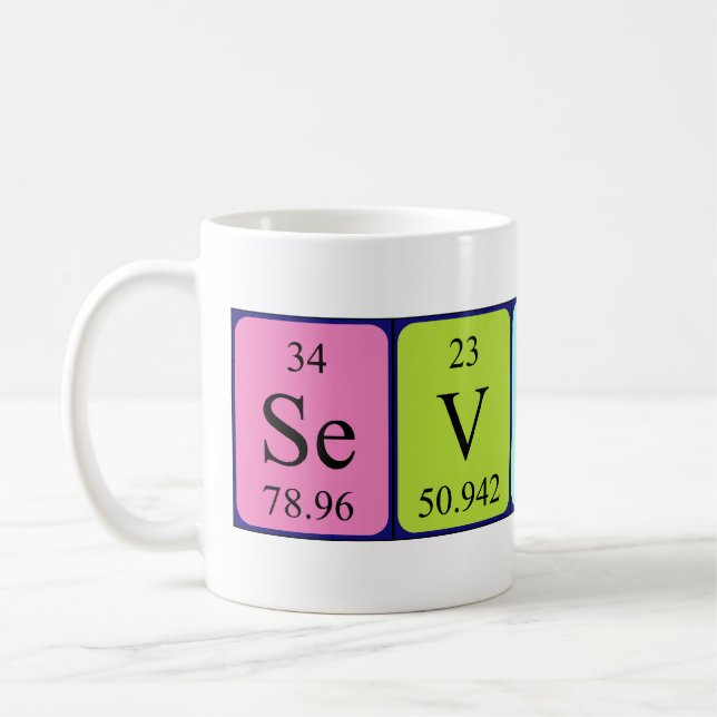 Mug Taille de nom de table périodique sévère (Gauche)