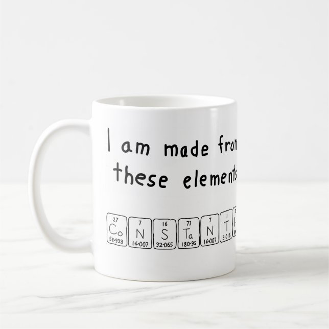Mug Taille du nom de la table périodique Constantin (Gauche)