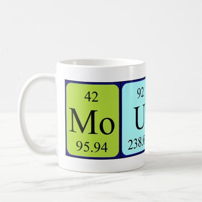 Mug Taille du nom de la table périodique Mounir (Gauche)
