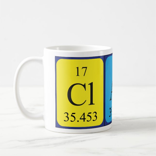 Mug Taille du nom de table périodique Clark (Gauche)