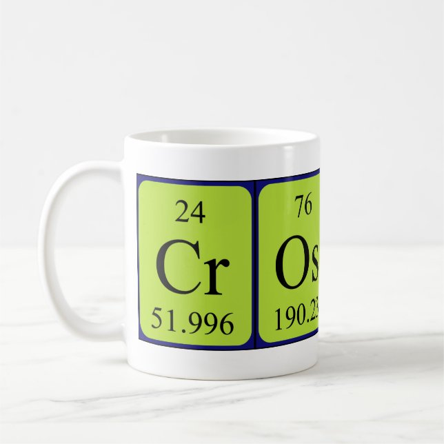 Mug Taille du nom de table périodique croisée (Gauche)