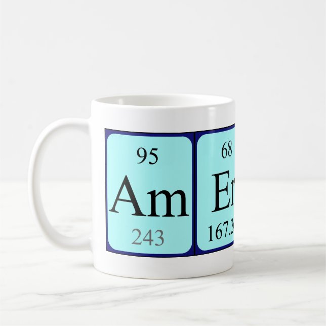 Mug Taille du nom de table périodique de l'Amérique (Gauche)