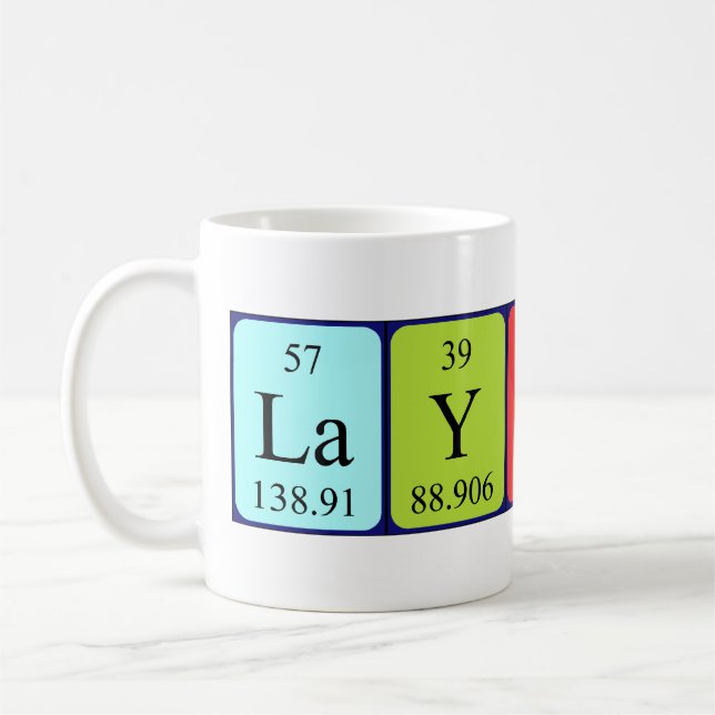 Mug Taille du nom de table périodique de Layton (Gauche)