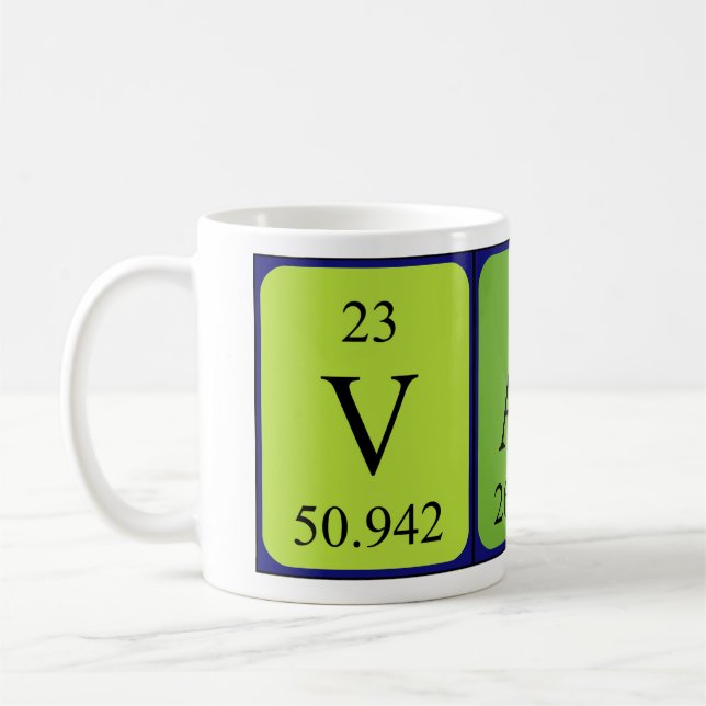 Mug Taille du nom de table périodique de Vali (Gauche)