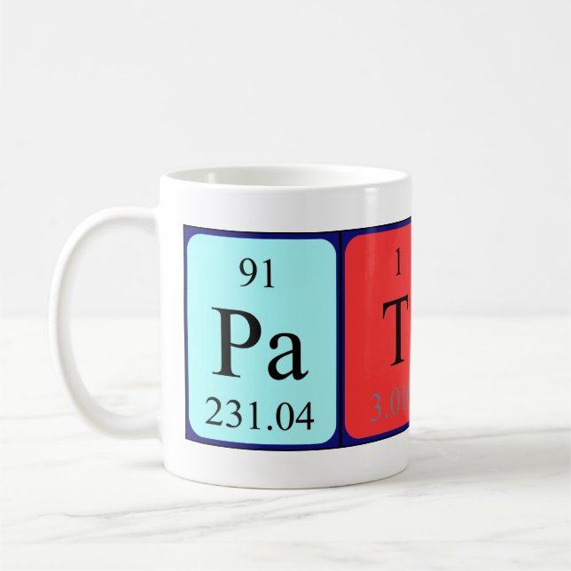 Mug Taille du nom de table périodique des pattes (Gauche)
