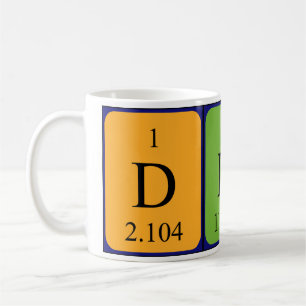 Mug Taille du nom de table périodique Dino