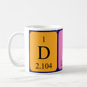 Mug Taille du nom de table périodique Dino