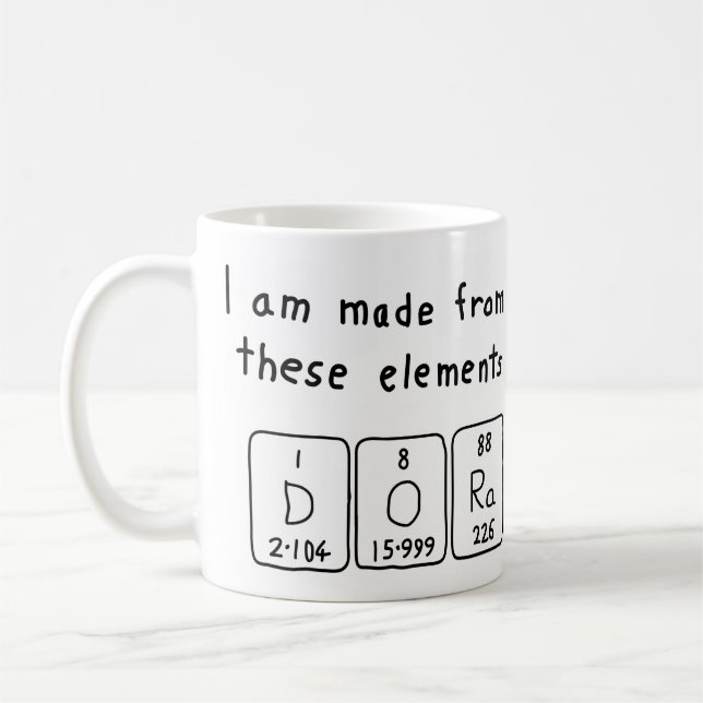 Mug Taille du nom de table périodique Dora (Gauche)