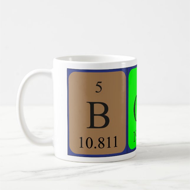 Mug Taille du nom de table périodique du patron (Gauche)