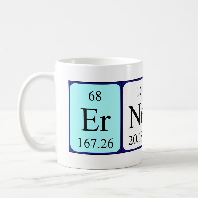 Mug Taille du nom de table périodique Ernest (Gauche)