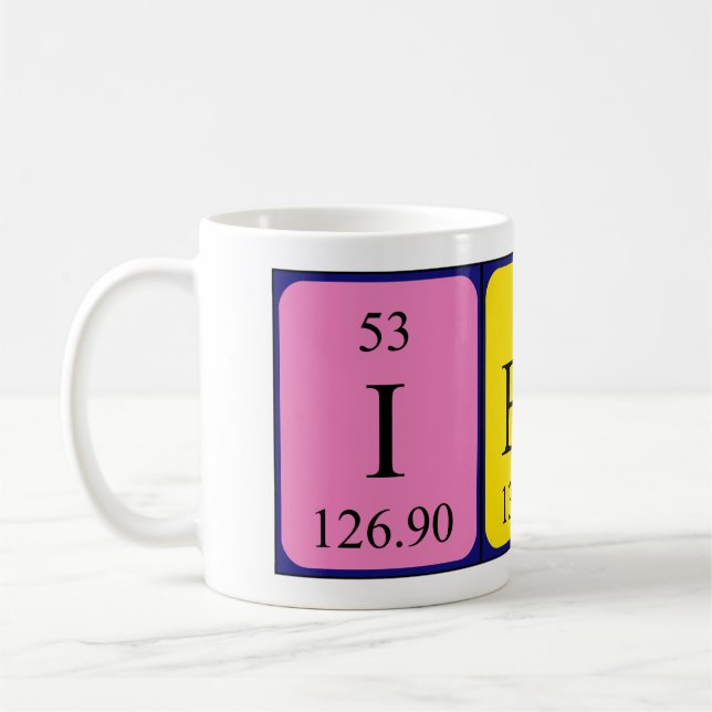 Mug Taille du nom de table périodique Iban (Gauche)