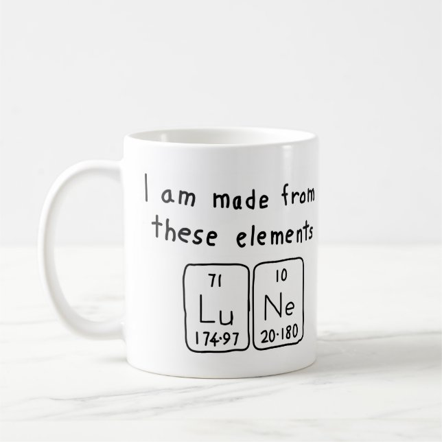 Mug Taille du nom de table périodique Lune (Gauche)