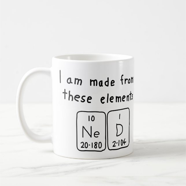 Mug Taille du nom de table périodique Ned (Gauche)