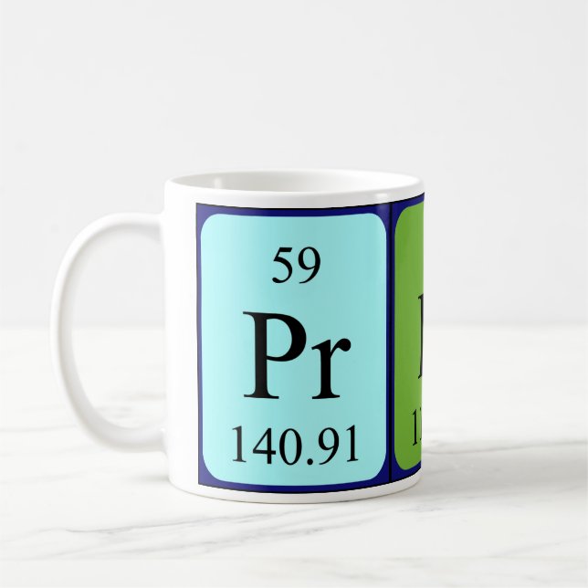 Mug Taille du nom de table périodique Prince (Gauche)