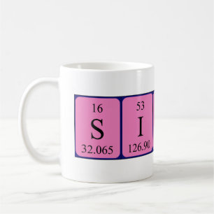 Mug Taille du nom de table périodique Sindi