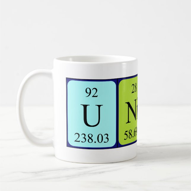Mug Taille du nom de table périodique Unity (Gauche)