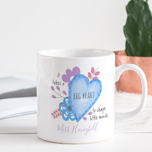 Mug Takes a Big Heart Citation Doodle Lilas Personnali
